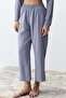 Gray Buttoned Blouse and Pants Woven Top and Bottom Set TWOSS24AU00108 - 5