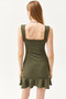 Women's Khaki Heart Collar Frilly Mini Honeycomb Dress ELB-19002095 - 7
