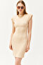 Women's Stone Crew Neck Padded Mini Dress ELB-19002097 - 6