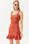 Women's Tile Heart Collar Ruffle Mini Honeycomb Dress ELB-19002095