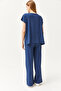 Women's Indigo Top Blouse Bottom Pants Set TKM-19000273 - 6