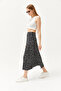 Women's Japanese Black Elastic Waist Patterned Long Skirt ETK-19000259 - 6