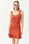 Women's Tile Heart Collar Ruffle Mini Honeycomb Dress ELB-19002095 - 2