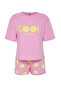 Pembe %100 Pamuklu Slogan ve Limon Baskılı Şortlu Örme Pijama Takımı THMSS24PT00226 - 7