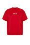 Kırmızı Slogan Baskılı Oversize %100 Pamuk Örme Büyük Beden T-shirt TBBSS24BF00018 - 7