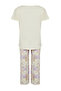 Sarı %100 Pamuklu Çiçekli Kapri Örme Pijama Takımı THMSS24PT00210 - 8