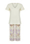 Sarı %100 Pamuklu Çiçekli Kapri Örme Pijama Takımı THMSS24PT00210 - 7