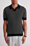 Siyah Relaxed Kısa Kol Polo Yaka Triko T-shirt TMNSS23PO00026 - 4
