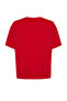 Kırmızı Slogan Baskılı Oversize %100 Pamuk Örme Büyük Beden T-shirt TBBSS24BF00018 - 8