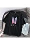 تي شيرت أسود كبير الحجم بشعار BTS للجنسين - 2