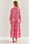 Women's Pink Multi Patterned Viscose Dress 60171051 - 6