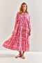 Women's Pink Multi Patterned Viscose Dress 60171051 - 4