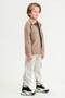 Double Chest Pocket Zippered Elastic Adjustable Waist Boys Jacket - 3