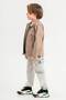 Double Chest Pocket Zippered Elastic Adjustable Waist Boys Jacket - 4