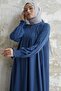 Pleated Detail Gathered Ferace - Indigo - 3