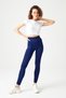 Navy Blue High Waist Seamless Recovery Sports Leggings Stripes - 3