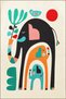 Heart and Elephant Themed Multicolored Carpet 3696