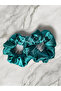 Turquoise Women's Satin Scrunchie Rubber Buckle 2 Pieces - 2