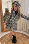Girl's Houndstooth Skirt Jacket Beret Badi Four-Piece Set (Top and Bottom) / Skirted Jacket Set - Holiday Outfit - April 23Rd