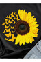 Unisex Butterfly Sunflower Printed Short Sleeve 100% Cotton T-shirt - 2
