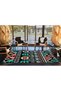Black Turquoise Themed Motif Ethnic Patterned Vintage Decorative Carpet 3806 - 4