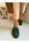 Daily Laser Perforated Green Loafer Women's Shoes - 4