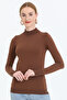 Half Turtleneck Long Sleeve Solid Color Fit Cut Summer Stretchy Knitwear Blouse
