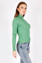 Half Turtleneck Ribbed Long Sleeve Summer Stretchy Knitwear Badi Blouse - 3