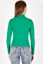 Half Turtleneck Ribbed Long Sleeve Summer Stretchy Knitwear Badi Blouse - 2