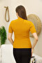 Half Turtleneck Ribbed Short Sleeve Summer Stretchy Knitwear Badi Blouse - 2