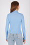 Half Turtleneck Ribbed Long Sleeve Summer Stretchy Knitwear Badi Blouse - 2