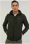 Erkek Haki Basic Softshell Kapşonlu Ceket Vo101398602