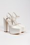 Women's Pearl High Platform Heel Open Back Closed Toe Evening Dress Shoes