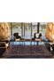 Navy Blue Orange Themed Traditional Motif Floral Patterned Vintage Decorative Carpet 3817 - 4