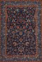 Navy Blue Orange Themed Traditional Motif Floral Patterned Vintage Decorative Carpet 3817