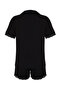 Siyah Dantelli Viskon Şortlu Dokuma Pijama Takımı THMSS24PT00181 - 8