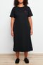 Siyah Nakış Detaylı Örme Maxi/Uzun %100 Pamuk T-shirt Elbise TBBSS24AH00084 - 2