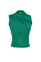 Green Zero Sleeve Gathered Body Fitted Flexible Knitted Blouse TWOSS24BZ00486 - 9