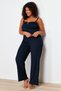 Navy Blue Corded Strappy Knitted Pajamas Set TBBSS24AI00018 - 3