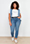 Koyu Mavi Süper Yüksek Bel Esnek/Stretch Büyük Beden Skinny Jeans TBBSS24CJ00027