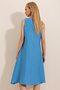 Women's Cobalt Blue V-Neck Double Pocket Aerobin Woven Dress ALC-X10341 - 3