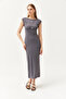 Women's Smoked Deep Back Low-cut Lycra Knitted Dress ELB-19002098 - 3