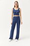 Women's Indigo Shirt Blouse Trousers 3-Piece Set TKM-19000270 - 2