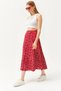 Women's Japanese Red Elastic Waist Patterned Long Skirt ETK-19000259