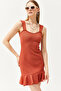 Women's Tile Heart Collar Ruffle Mini Honeycomb Dress ELB-19002095 - 5