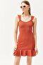 Women's Tile Heart Collar Ruffle Mini Honeycomb Dress ELB-19002095 - 3