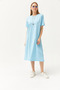 Women's Baby Blue Oversize Cotton Dress with Side Slits ELB-19001880 - 5