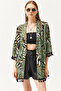Women's Palm Green Tasseled Loose Knitted Kimono KMN-00000056 - 2