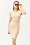 Women's Stone Crew Neck Padded Mini Dress ELB-19002097 - 3