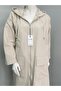 Women's Large Size Hooded Oversize Light Beige Cotton Trench Coat 2002 - 5